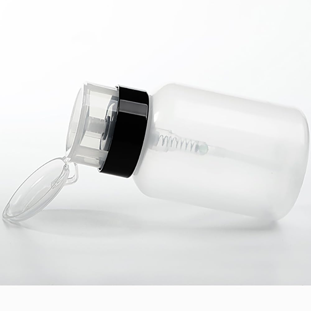 Hedume 16 Pack Push Down Empty Lockable Pump Dispenser Bottle, 6.8oz Professional Push Down Liquid Pumping Empty Bottle Dispenser for Nail Polish and Makeup Remover