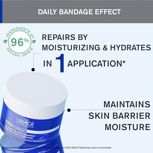 Uriage Cica-Daily Repairing Cream Concentrate | Made With Centella Asiatica, Hyaluronic Acid & Vitamin B5, 96% Ingredients of Natural Origin, Fragrance-Free, 50 mL / 1.69 zz