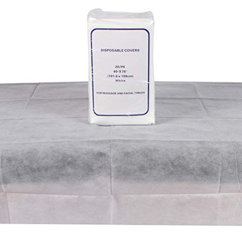 Disposable Non-Woven Bed Sheets Pre-Cut 40"x78" White Sheets for Salon, Spa, Tattoo, Lash & Beauty