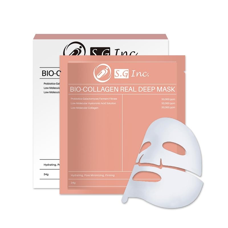 Bio-Collagen Deep Hydrating Face Mask - Anti-Wrinkle Hydrogel Sheet Mask | Firming, Pore Minimizing, 12-Pack (34g Each)
