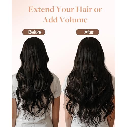 GOO GOO Invisi Edge Tape in Hair Extensions Human Hair, 1B Natural black 10pcs injected with 10pcs classical tape ins, 18inch 50g, Virgin Remy Hair, Natural Look