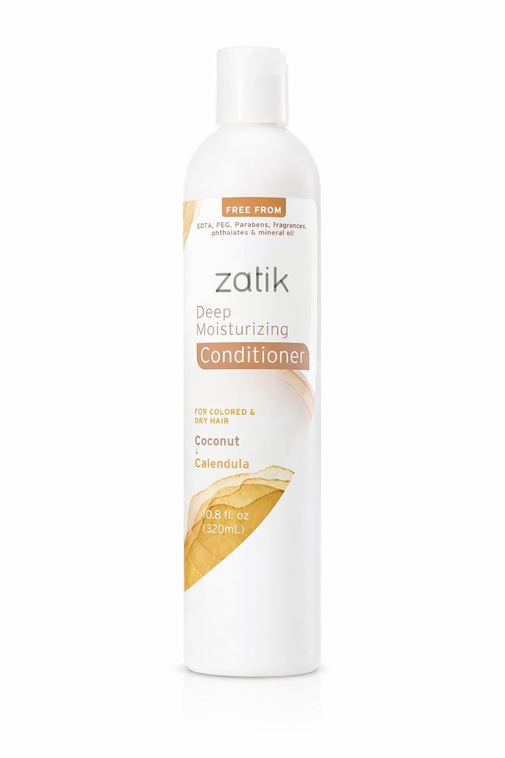 Zatik Naturals Deep Moisturizing Shampoo & Conditioner Set - Coconut & Calendula for Colored, Dry Hair | 10.8 fl oz Each