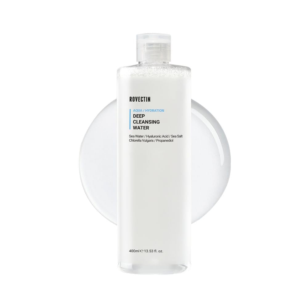 ROVECTIN Aqua Deep Cleansing Water (13.5fl.oz, 400ml)- Impurities Remover from Ocean deep with Hyaluronic Acid and Marine Plants from Jeju Island