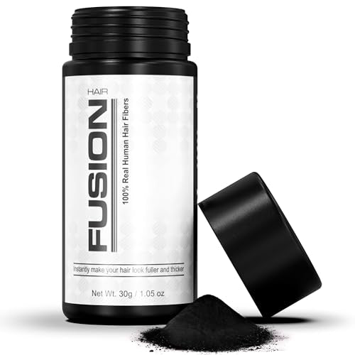 Hair Fibers for Thinning Hair - (1.05 Oz) Real Human Hair Building Fibers to Conceal Bald Spots and Thinning Hair, Root Touch Up and Volumizer, Black