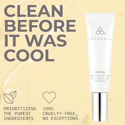 COSMEDIX Define Anti-Aging Face Cream with Hydroxy Acid & Retinol Complex - Age-Defying Facial Moisturizer for Fine Lines, Wrinkles & Uneven Skin - Lightweight PM Facial Treatment for All Skin Type