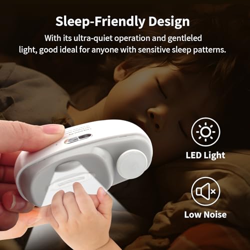 Electric Nail Clipper for Senior and Baby - 3in1 Baby Nail Trimmer Electric for Finger, Automatic Electric Nail Clipper with Polishing, Gift for Adult White