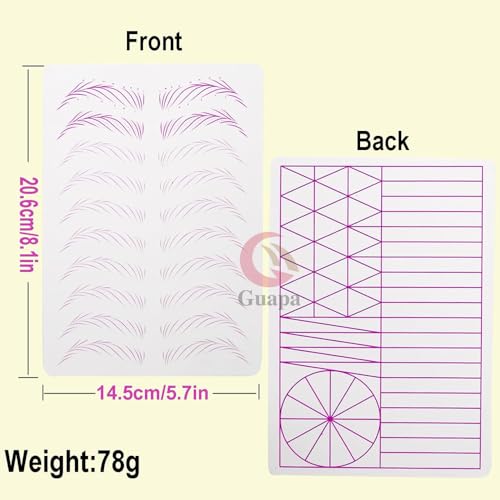 3pcs Microblading Nano Hair Stroke Practice Skin Practice Skin Soft Silicone White Tattoo Practice Skin Pre-printed Double Sides Designs Training Pads for Tattoo Practice (Hairstrokes Purple Outlines)