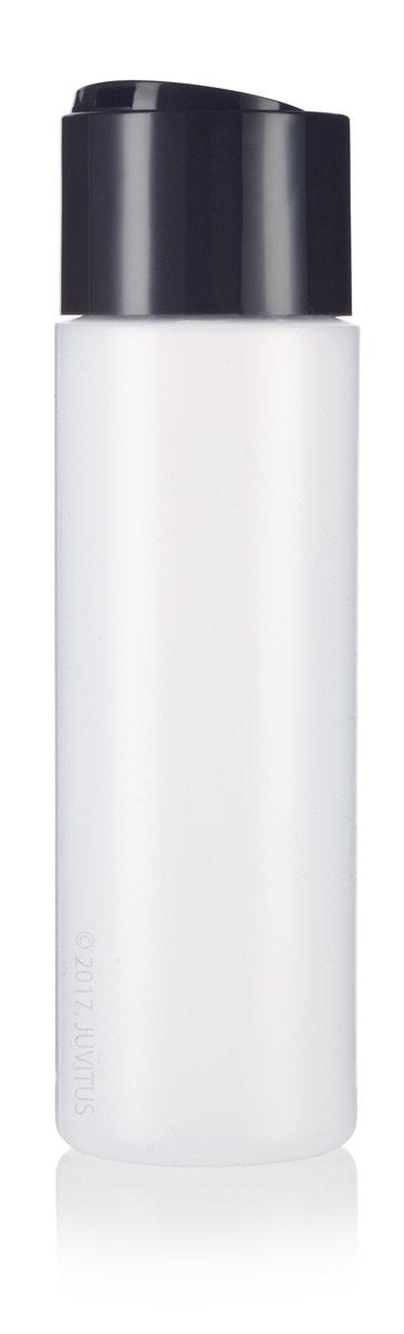 JUVITUS 8 oz / 250 ml Professional Natural Clear Refillable Plastic Squeeze Bottle with Wide Black Disc Cap Lid (12 pack)
