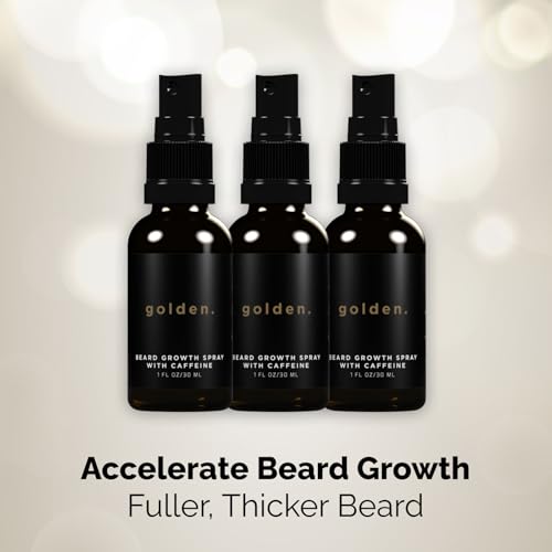 Golden Grooming Beard Growth Spray ? Natural Biotin & Vitamin E Formula to Boost Beard Growth, Thickness & Strength (3-pack)