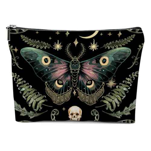 Night Butterfly Moth Makeup Bag, Butterfly Gifts Cosmetic Bag Gothic Travel Pouch, Witchy Gifts for Women Girls Daughter Sisters Coworker Friends Bestie Friendship Graduation Birthday Gifts