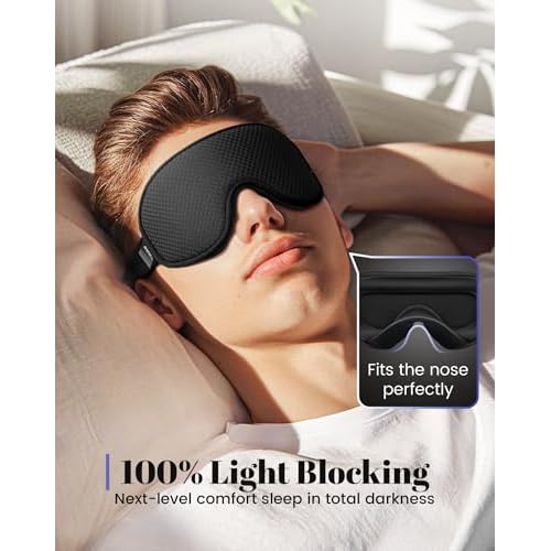 WAOAW Sleep Mask for Men Women: Blackout Eye Masks for Sleep - 3D Breathable Soft Comfortable Eye Mask for Travel - Adjustable Light Blocking Night Masks for Sleeping