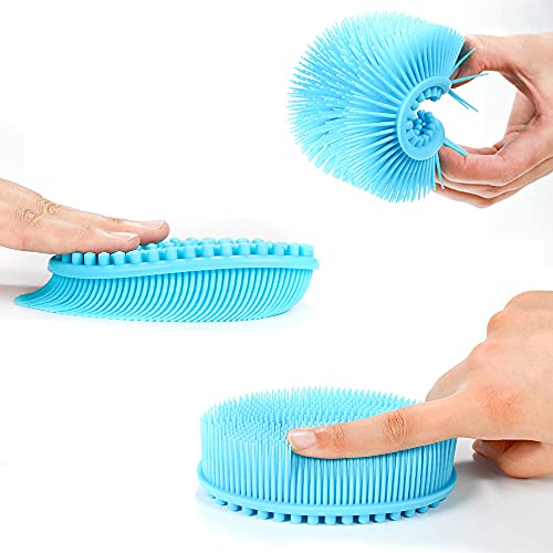TDHDIKE Silicone Body Scrubber Loofah - Set of 3 Soft Exfoliating Body Bath Shower Scrubber Loofah Brush for Sensitive Kids Women Men All Kinds of Skin
