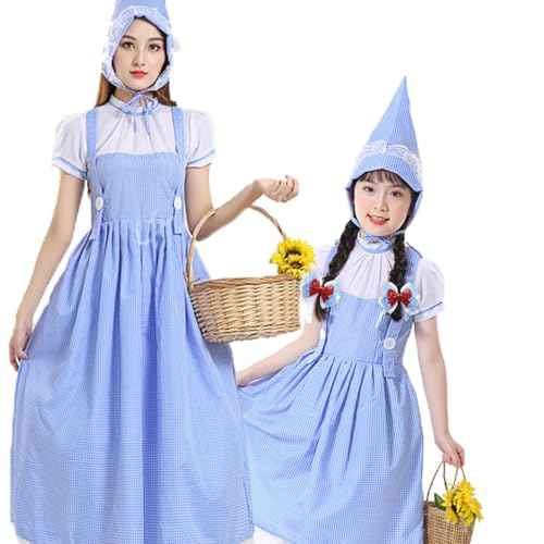 Blue White Gingham Hair Bow Clips, 3.5 Inch Checker Pigtail Bows Wizard Halloween Christmas Mother's Da Costume Accessories 4PCS