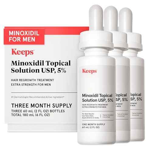 Keeps Extra Strength Minoxidil for Men - 5% Minoxidil Hair Growth Serum - Hair Loss & Regrowth Treatment for Thinning & Bald Spots - Clinically Proven Hair Growth Products - Unscented Topical Aerosol