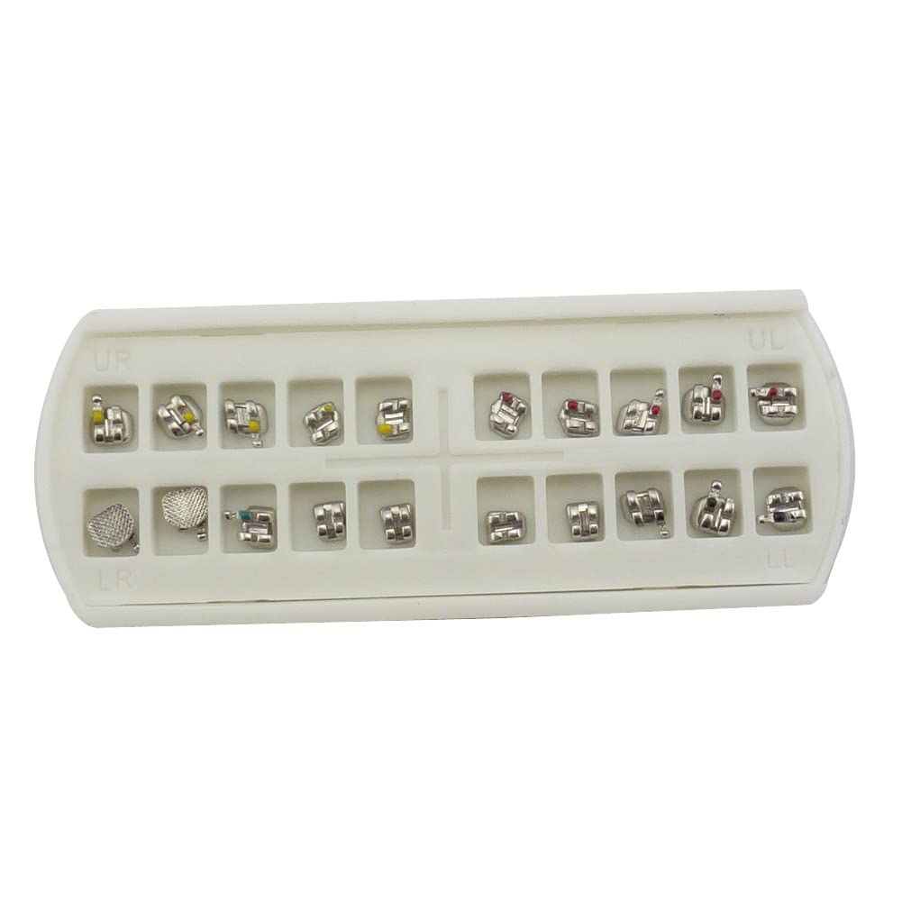 SNAWOP Dental Orthodontic Brackets Mini Metal Tooth Braces Roth/MBT (2 Packs Roth 022 3-4-5 with Hooks)