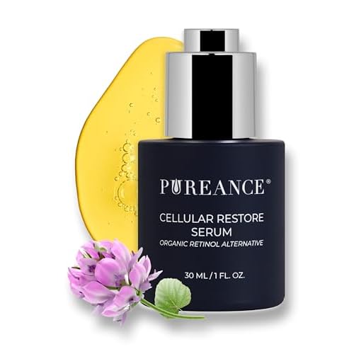 PUREANCE Organic Bakuchiol Plumping Serum - Bakuchiol for Face Skin and Wrinkles - Cellular Restore Serum - With Jojoba Oil, Sea Buckthorn, Camu Camu, Babchi, Maple Leaf Extracts & More - 1 Fl Oz