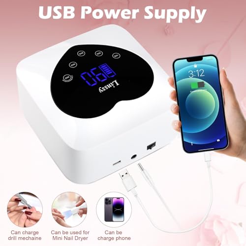 Nail Lamp,Cordless UV Led Nail Lamp 72W Rechargeable Nail Dryer with 5 Timer Setting,Professional Nail Light with Cute Heart Shape Large LCD Display