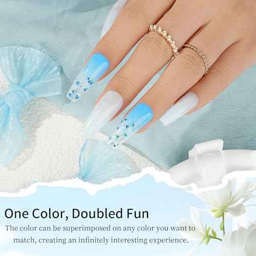 Dip Powder Nail Transparent Crystal Dried Flower Set, 6 Colors Dipping Powder Kit With Base & Top Coat/Activator/Brush Saver, Nail Art Manicure Salon DIY for Daily at Home Party Gifts for Women