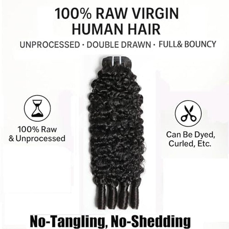 Burmese Curly Bundles Human Hair 121416 Inch 100% Unprocessed Raw Virgin Hair Bundles Water Wave Bundle Hair Extensions Double Weft 3C4A Burmese Kinky Curly Human Hair Bundles with Spiral End