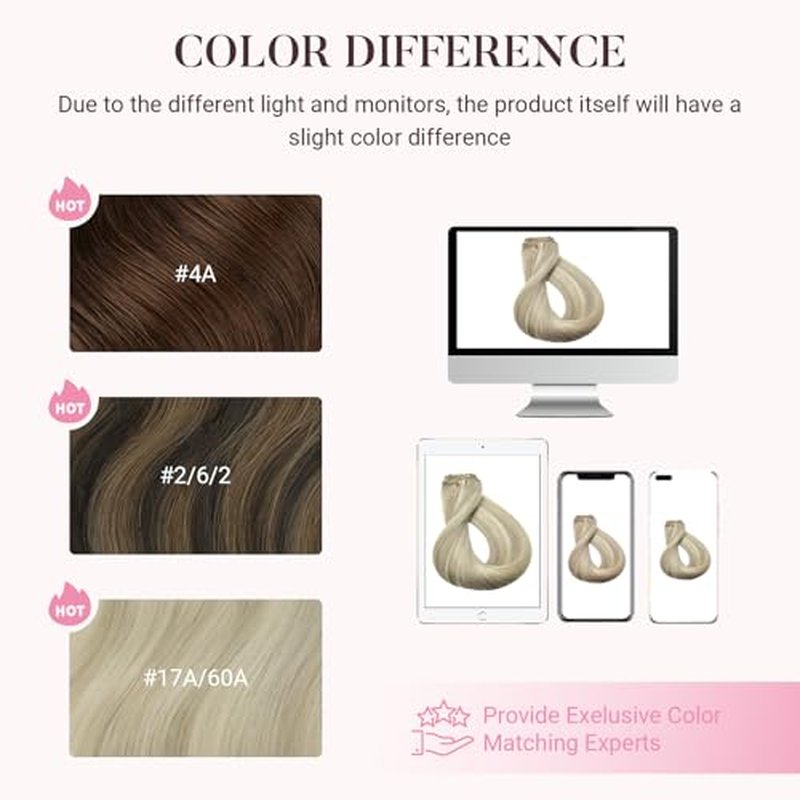 MAXITA Clip in Hair Extensions Real Human Hair, 18 Inch 7 pcs Ash Blonde Highlighted Platinum Blonde 80g, Extensions Clip ins for Woman