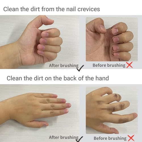Nail Brush for Cleaning Fingernails 2 Sided Hand Fingernail Scrub Brush with Soft Stiff Bristles Nail Cleaning Brush 4PCS Toes Cuticle Scrubber Clean Brush for Men Women Kids