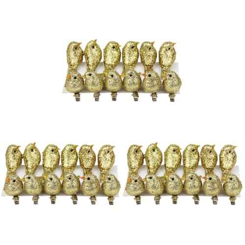 HOMSFOU 36 Pcs Glitter Bird Clip on Ornaments - Sequin Bird Ornaments for Women - Ladies Jewelry Hair Barrette - Birds Decor Hair Clips - Miss Statue Gold Powder, Ideal for Parties and Festivals