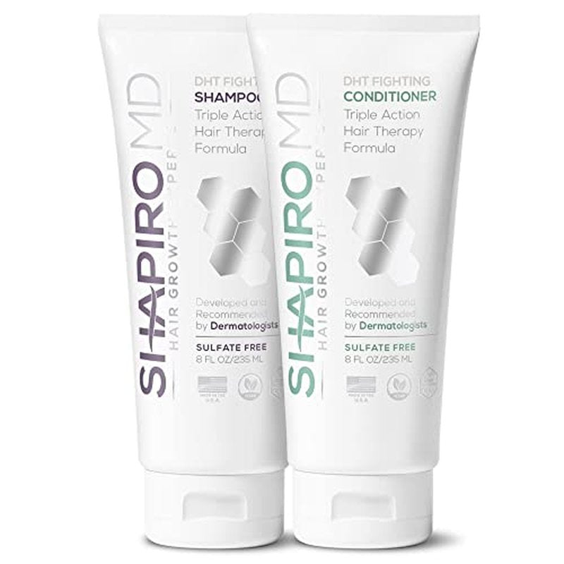 Shapiro MD Hair Growth Experts Hair Loss Shampoo and Conditioner, DHT Fighting Vegan Formula for Thinning Hair Developed by Dermatologists, Experience Healthier, Fuller & Thicker Looking Hair