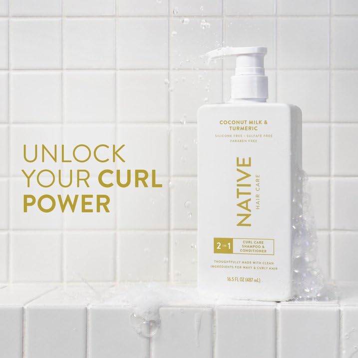 Native Curl Care 2-in-1 Shampoo & Conditioner - Coconut Milk & Turmeric, 16.5 fl oz with Pump