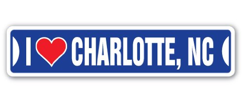 I Love Charlotte, North Carolina Street Sign nc City State us Wall Road décor Gift