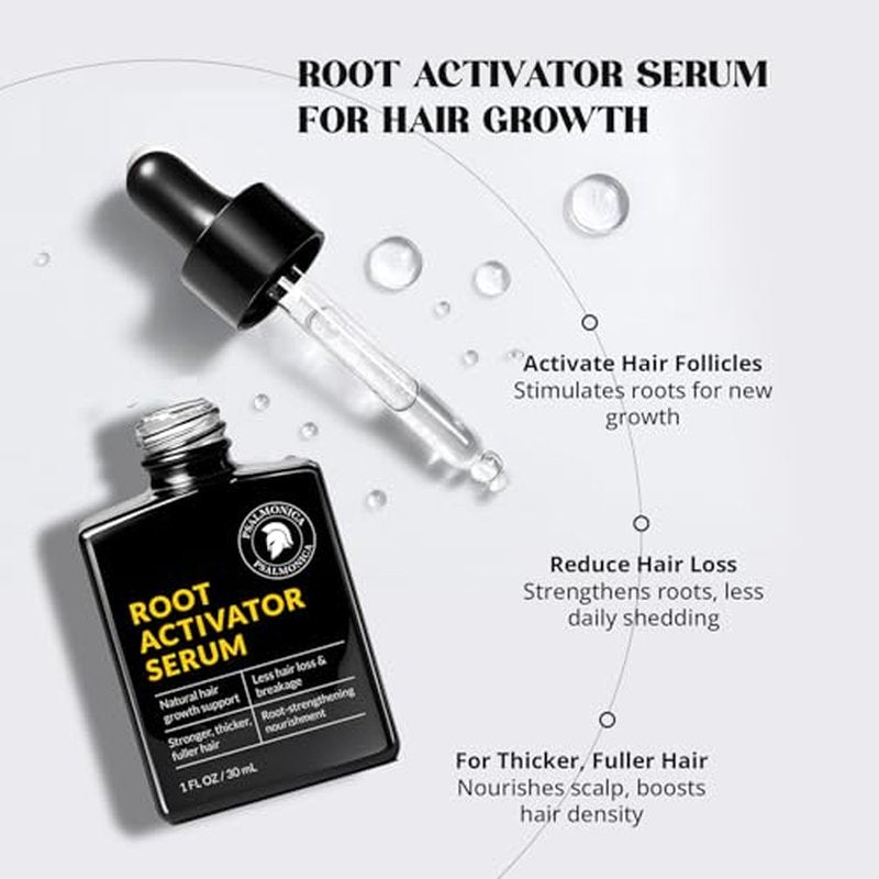 Root Activator Shampoo for Men & Hair Growth Serum Kit: Scalp Care for Hair Loss and Thinning Hair - Natural Hair Loss RegrowthTreatments for Women Men (11.1 Fl Oz (Pack of 1))