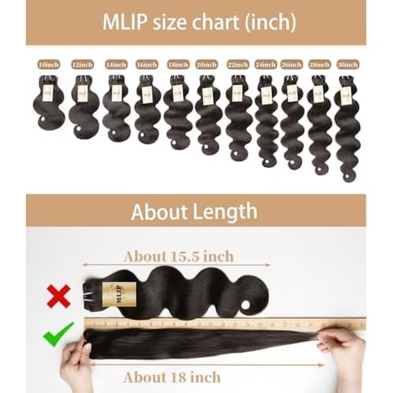 MLIP Raw Bundles Human Hair Body Wave, No Tangle Shedding, Keep Texture Silky Soft After Multiple Washes, 15A Raw Indian Hair Bundles 20 Inches, Triple Lifespan 3X
