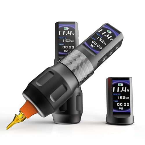 YILONG Wireless Tattoo Machine Gun, F6 Rotary Tattoo Pen with 2 Replaceable 2000mAh Batteries, OLED Display, Tattoo Equipment for Tattoo Cartridge Needles, Professionals, and Tattoo Artists (Gray)