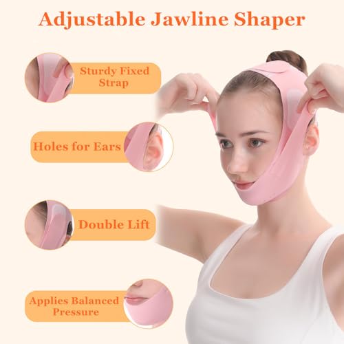 Chin Strap for Sleeping - Double Chin Reducer, Face V Line Lifting Mask, Reusable Jawline Shaper for Women
