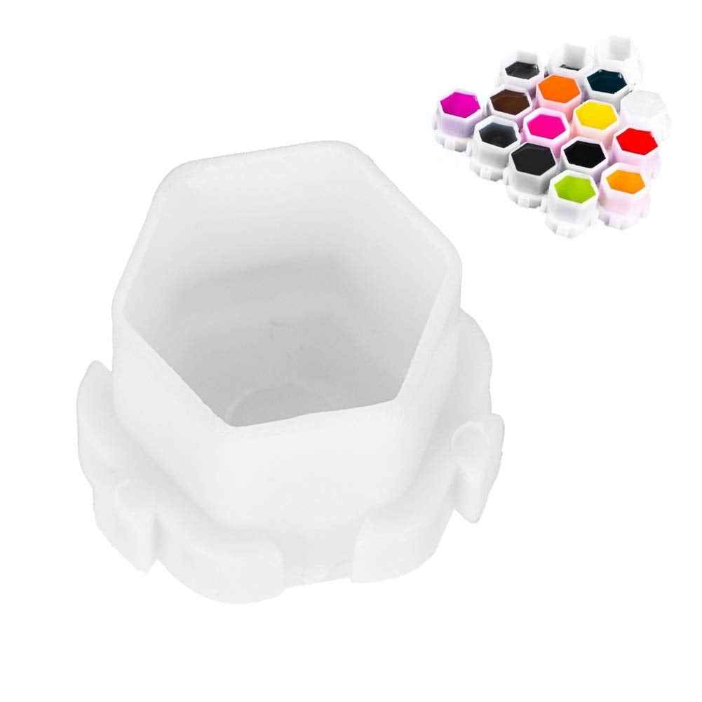 VORAGA Hexagonal Ink Cups for Tattooing, Pack of 200 (White, Pink, Red, Purple, Green)