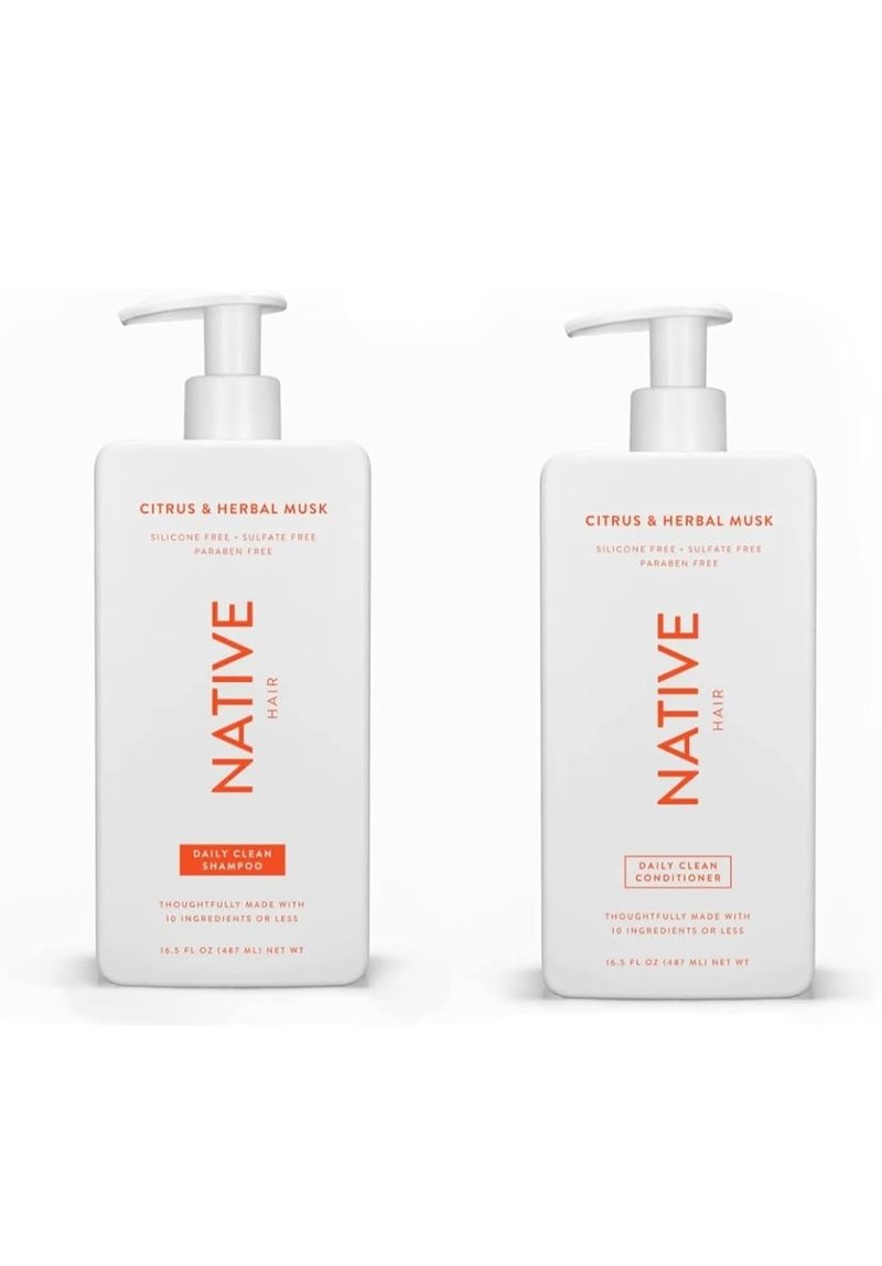 Citrus Herbal Musk Shampoo & Conditioner Set - Sulfate & Paraben Free | 16.5 oz Each - Daily Moisturizing & Revitalizing Hair Care