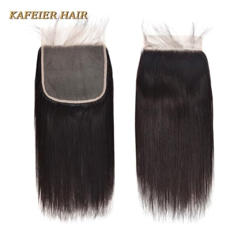 7x7 Transparent Closure Straight 100% Unprocessed Human Hair Virgin Remy Human Hair Free Part Pre-Plucked With Baby Hair Natural Hairline Natural Black Color 20 Inch