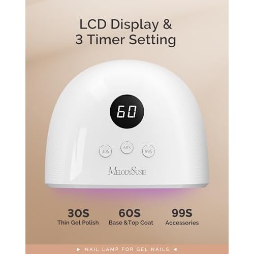 MelodySusie Compact Advanced UV LED Nail Lamp, P-Plus30F Nail Dryer with 3 Timers & Smart Sensor Cures All Gels, Especially Rhinestone Glue, Solid & Liner Gel Polishes for Advanced DIY at Home-White