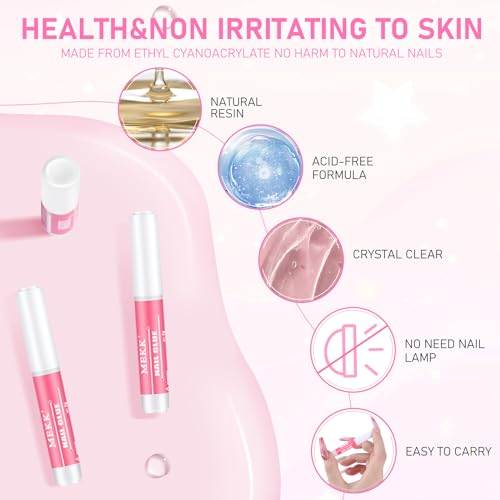 MEKK Nail Glue,Super Strong & Long-Lasting Nail Glue for Acrylic Nails,Press Ons & Nails Tips,Professional Adhesive for Nail Art Supplies,0.07OZ/PCS (12PCS)