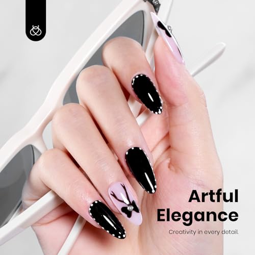 beetles Gel Polish Classic Black Gel Nail Polish - Winter Gel Polish Hema Free Soak Off Uv LED Nail Lamp 8ml DIY Home Manicure Salon Gift for Women Silent Charm