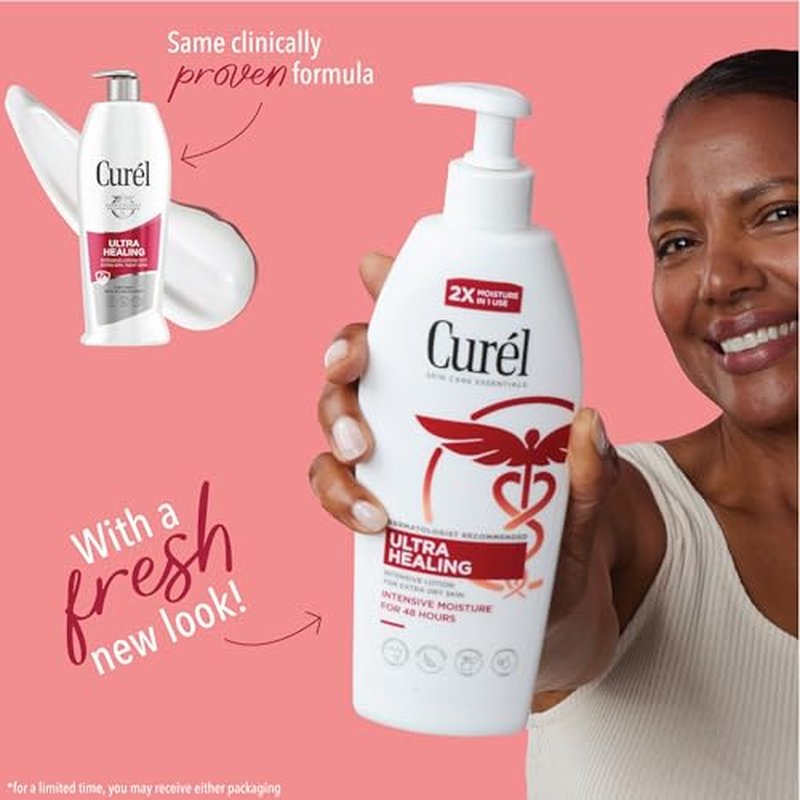 Curel Ultra Healing Lotion for Sensitive and Dry Skin, Hand and Body Lotion Repairs Moisture Barrier, Ceramide Moisturizer, Fragrance-Free, Dermatologist Recommended, Body Care, 20 Oz