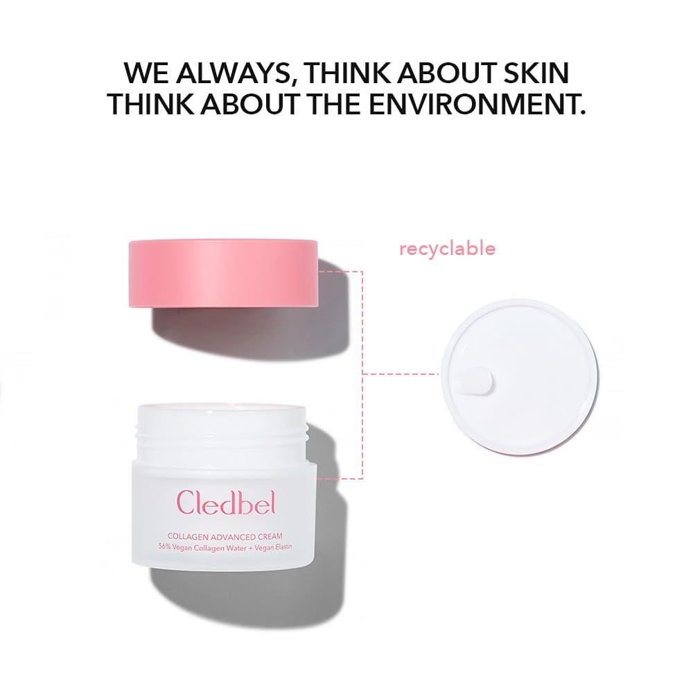 Cledbel Collagen Advanced Cream 50ml / 1.7fl. Oz - Vegan Collagen Water, Elastin, Hyaluronic Acid - Hydrating and Firming Face Moisturizer for All Skin Types