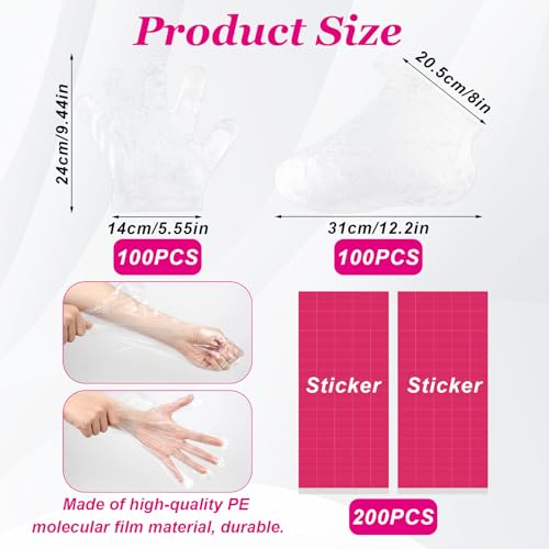 200Pcs Paraffin Wax Liners for Feet and Hand Disposable Paraffin Wax Bath Liners Plastic Hand and Foot Bags Larger and Thicker Paraffin Baths Gloves for Hand, Foot Covers