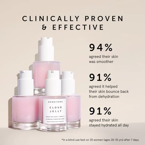 HERBIVORE Cloud Jelly Plumping Hydration Serum | Tremella Mushroom + Strawberry Extract, Lightweight, Deep Hydration for All Skin Types | Vegan, Plant-Based + Cruelty-Free, 30 mL / 1 oz