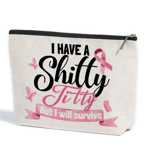 ZHAMEN Breast Cancer Survivor Gift Ideas Makeup Bag Get Well Soon Gift for Women Makeup Pouch Breast Cancer Awareness Gifts Cancer Care Gifts for Women Birthday Christmas Cosmetic Travel Bag