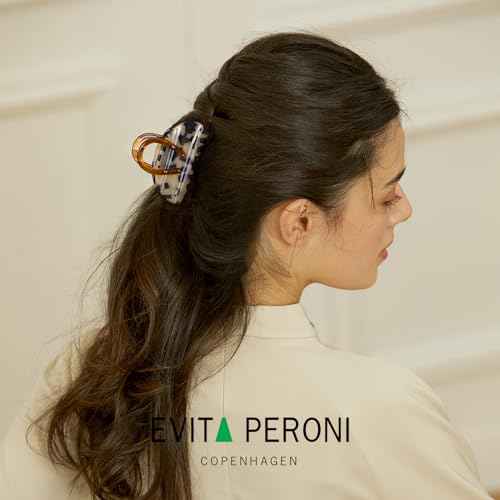 EVITA PERONI Middle Hair Clip, "Vintage Candy" Hair Clips for Women Strong Grip Acetate Shark Claw Clip with Gift Box, Amber