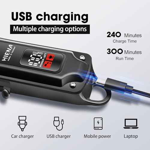 HIENA PRO Professional Hair Clippers for Men, Cordless&Corded Barber Clippers for Hair Cutting, Rechargeable Beard Trimmer, LED Display, Gifts for Men (Black)