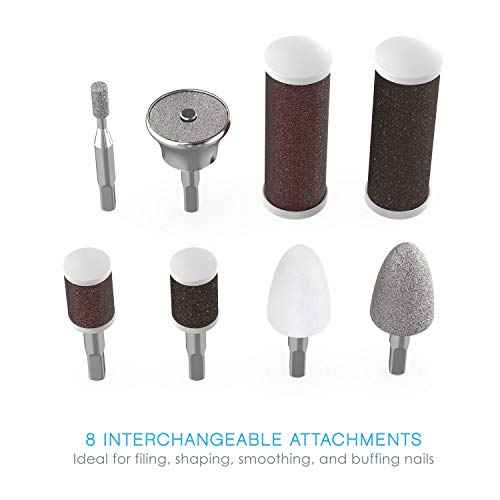 Pure Enrichment PurePedi Deluxe 10-Piece Pedicure Set - Professional at-Home Pedicure Kit with Attachments: Cordless Nail File, Drill, Callus Remover, & Protective Cap - Easy to Use, Salon-Quality