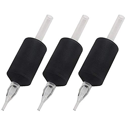 Tatmax 20PCS 1 Inch 25MM Tattoo Disposable Tubes Tips Black Silicone Clear Tips Round, Diamond, Flat Tubes (3 Round Tubes)