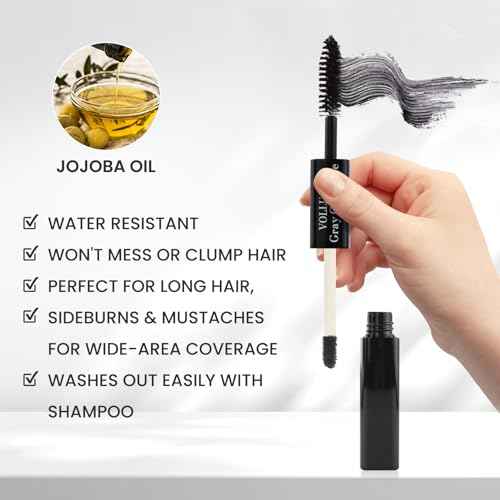 Root Touch Up, Instant Gray Hair Cover Concealer Stick, 2-In-1 Double Head Hair Color Finishing Stick, Hair Mascara Brush for Eyebrow& Beard (Black, 0.23 Fl oz)