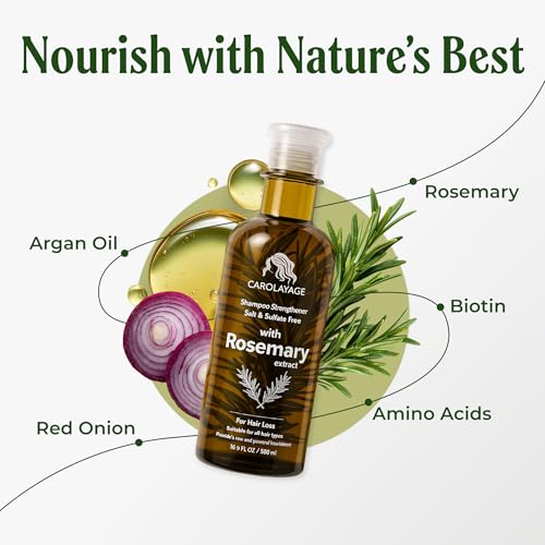 Rosemary Shampoo for Hair Growth & Strength | Sulfate-Free, Paraben-Free, Silicone-Free | Infused with Red Onion Extract, Biotin & Rosemary | Reduces Hair Loss & Supports Scalp Health